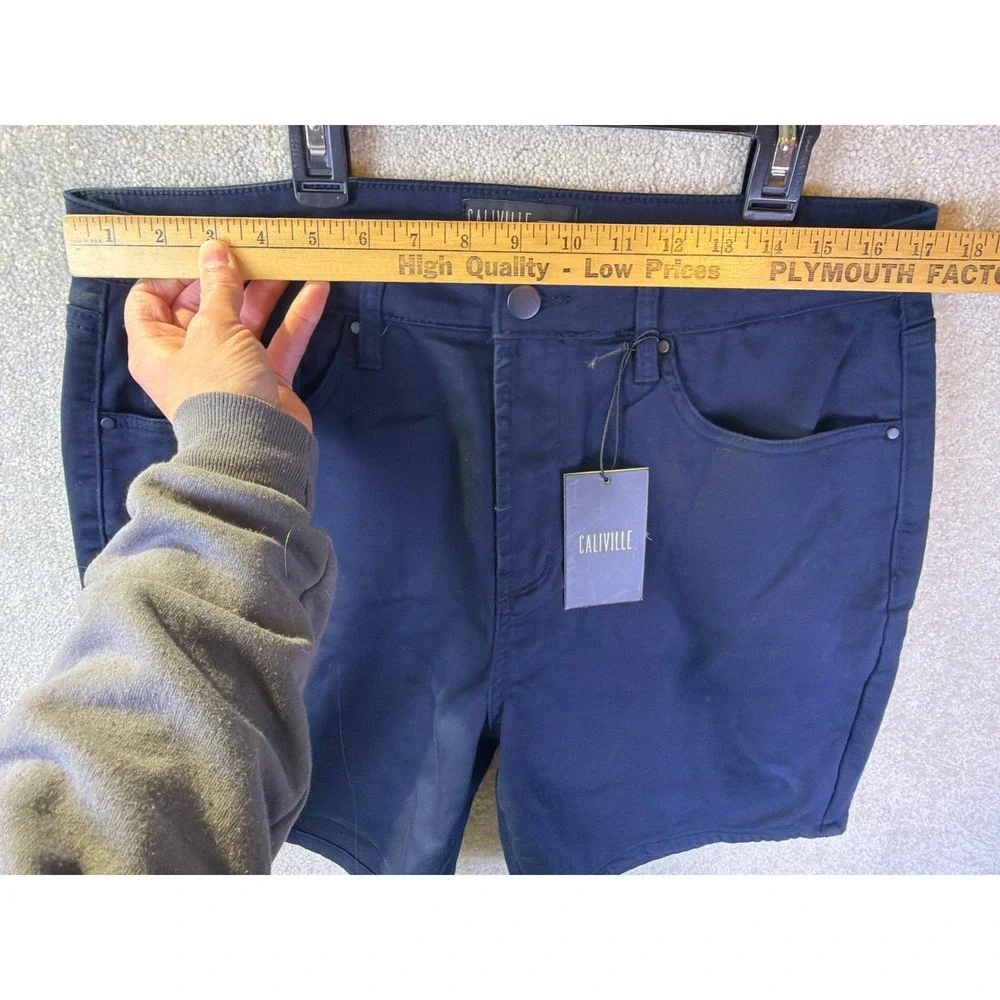 Caliville Shorts Mens XL Navy Blue Stretch Flat Front Chino 6.5" Inseam NEW - Picture 4 of 6